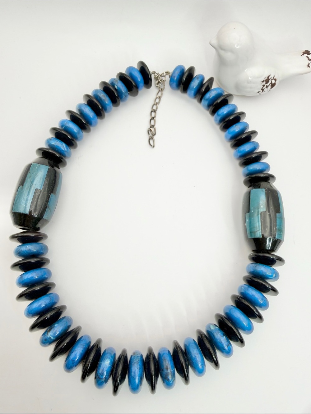 Blue and Black Beaded Statement Necklace